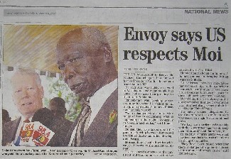 "Envoy says US respects Moi," "The Standard," Nairobi, March 8, 2007, page 5