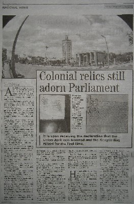 "Colonial relics still adorrn Parliament," "The Standard," Nairobi, March 8, 2007, page 4